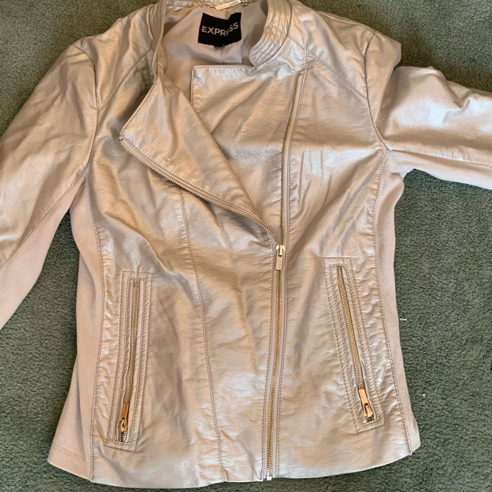 Express Gold Faux Leather Jacket Size Small